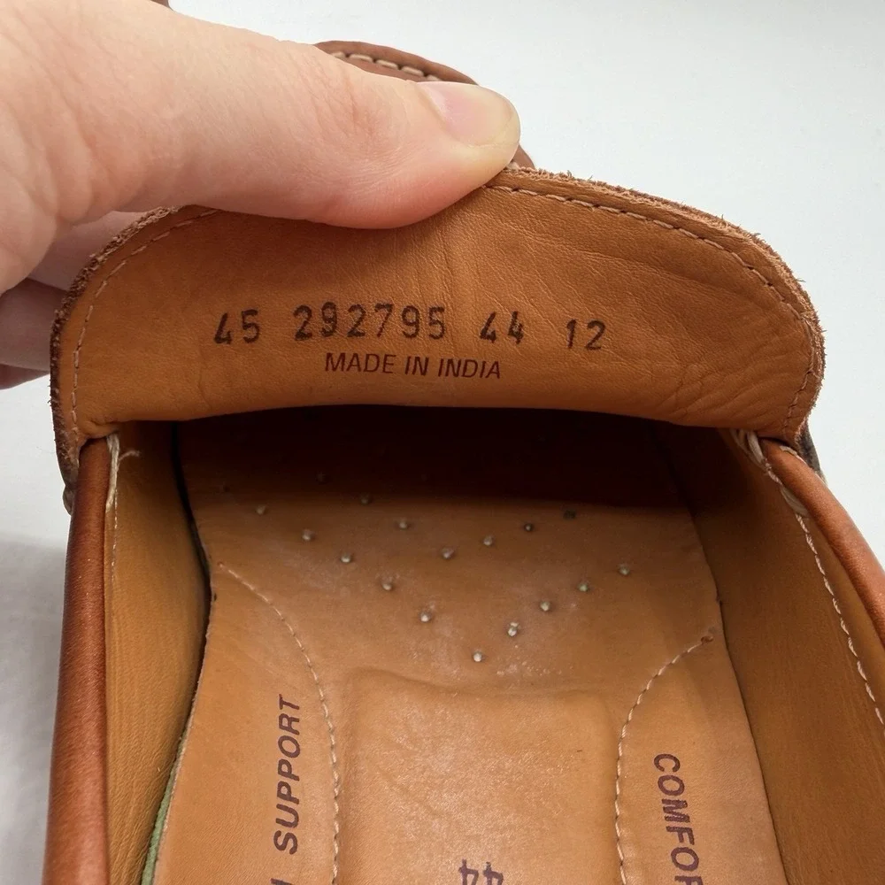 ECCO Classic Moc Driving Loafer Mens 44 Vegtable Tanned Leather Boat Shoe Cognac